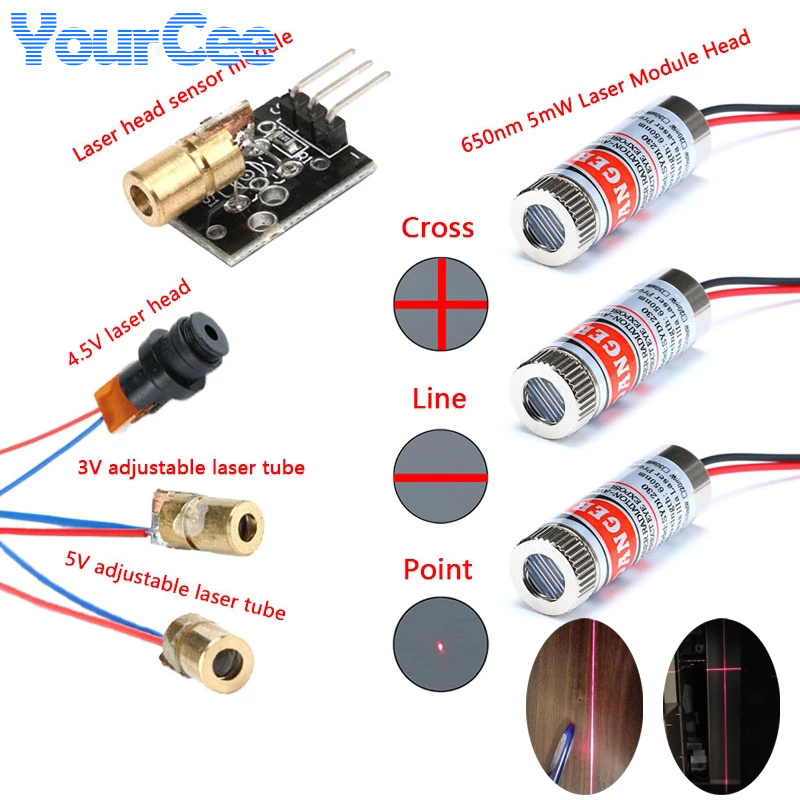 Industrial Laser Line - 2pcs 650nm 5mW Red Point/Line/Cross Laser