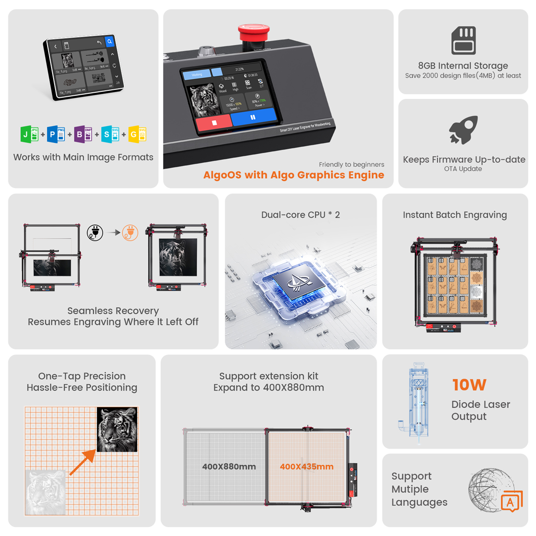 AlgoLaser DIY KIT MK2 10W Lase - Industrial Handheld Laser Engraver 评论和价格